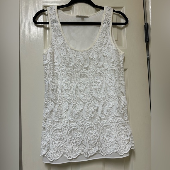 CAbi Tops - CAbi White Lace Tank Top